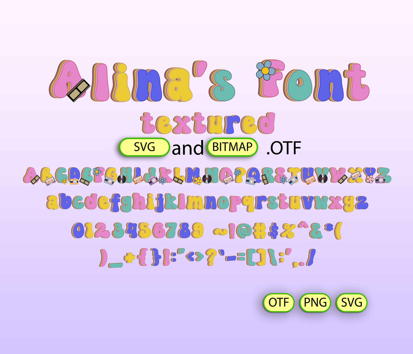 Groovy Retro Colorful Font Textured - Alina's Fonts