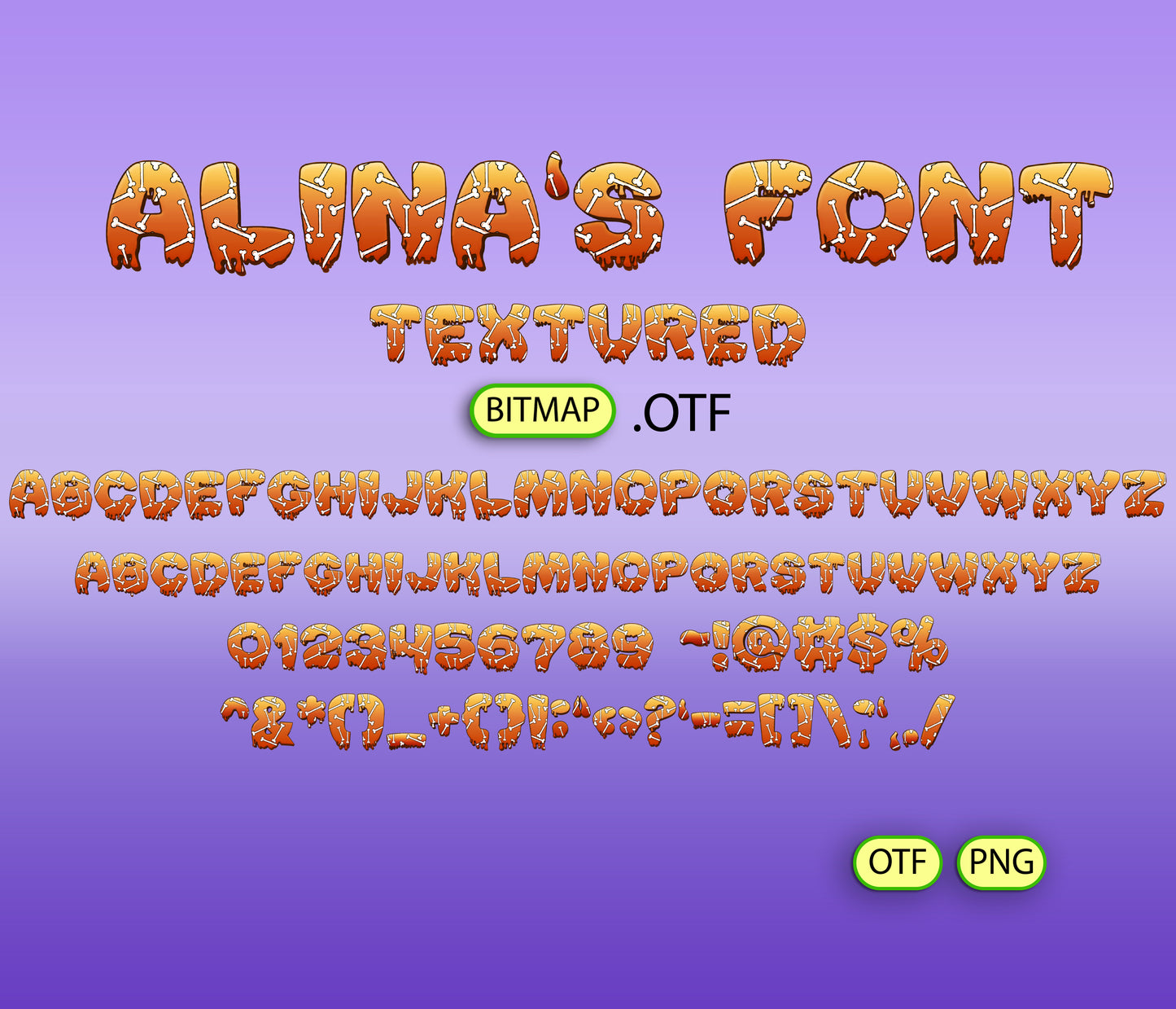 Halloween Slime Bones Pattern Font
