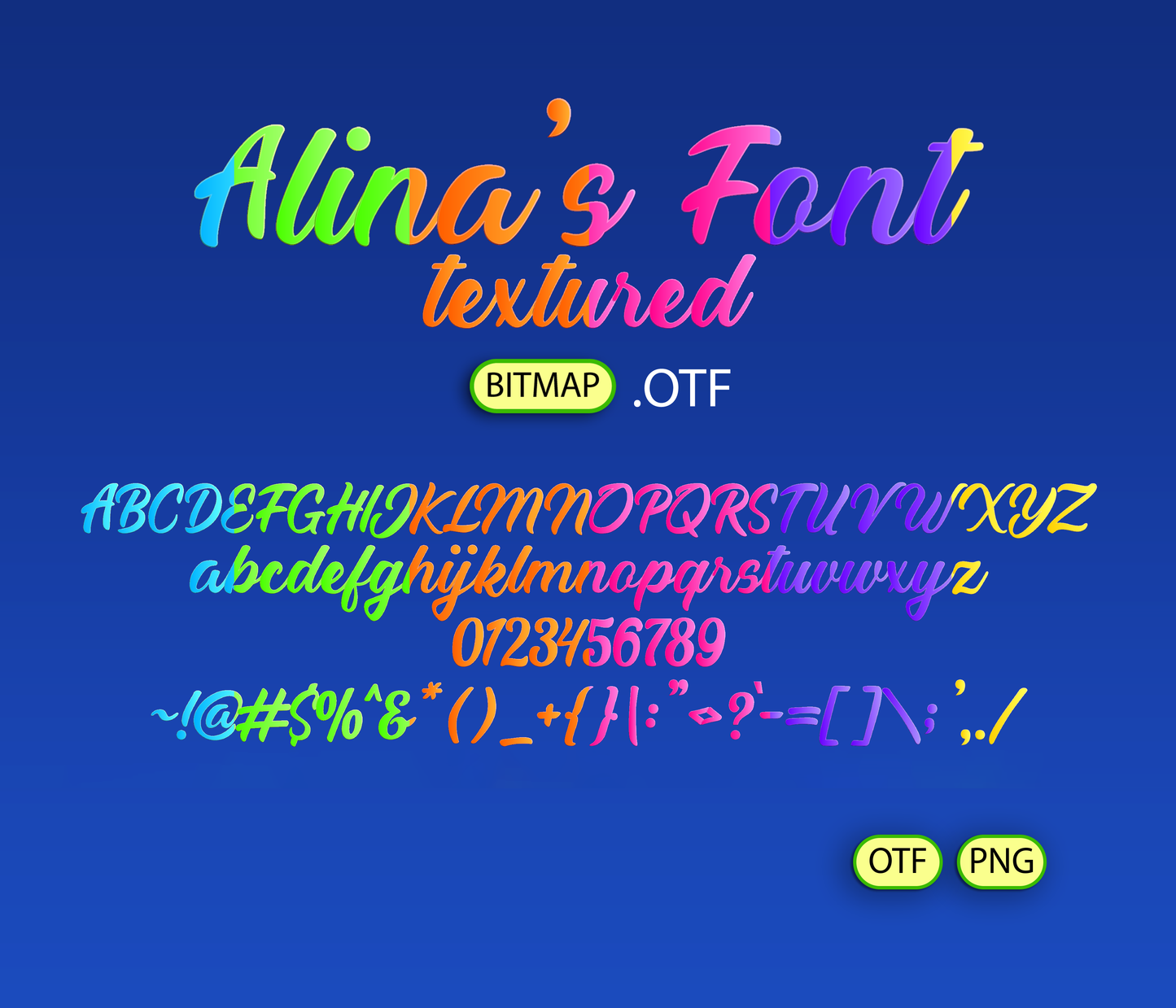 Rainbow Fantasy Font Textured Bundle