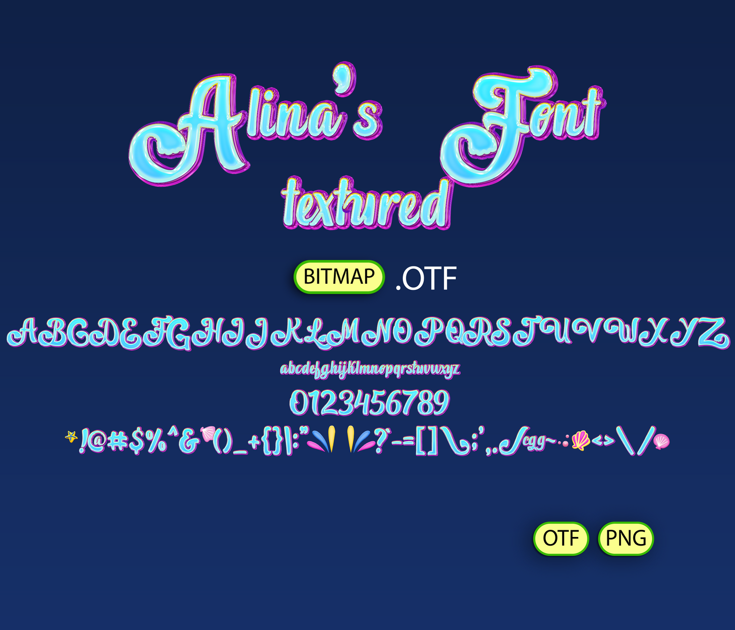 Enchanted Sea Princess Font Textured Alina's Fonts mermaid-magic-2 Digital