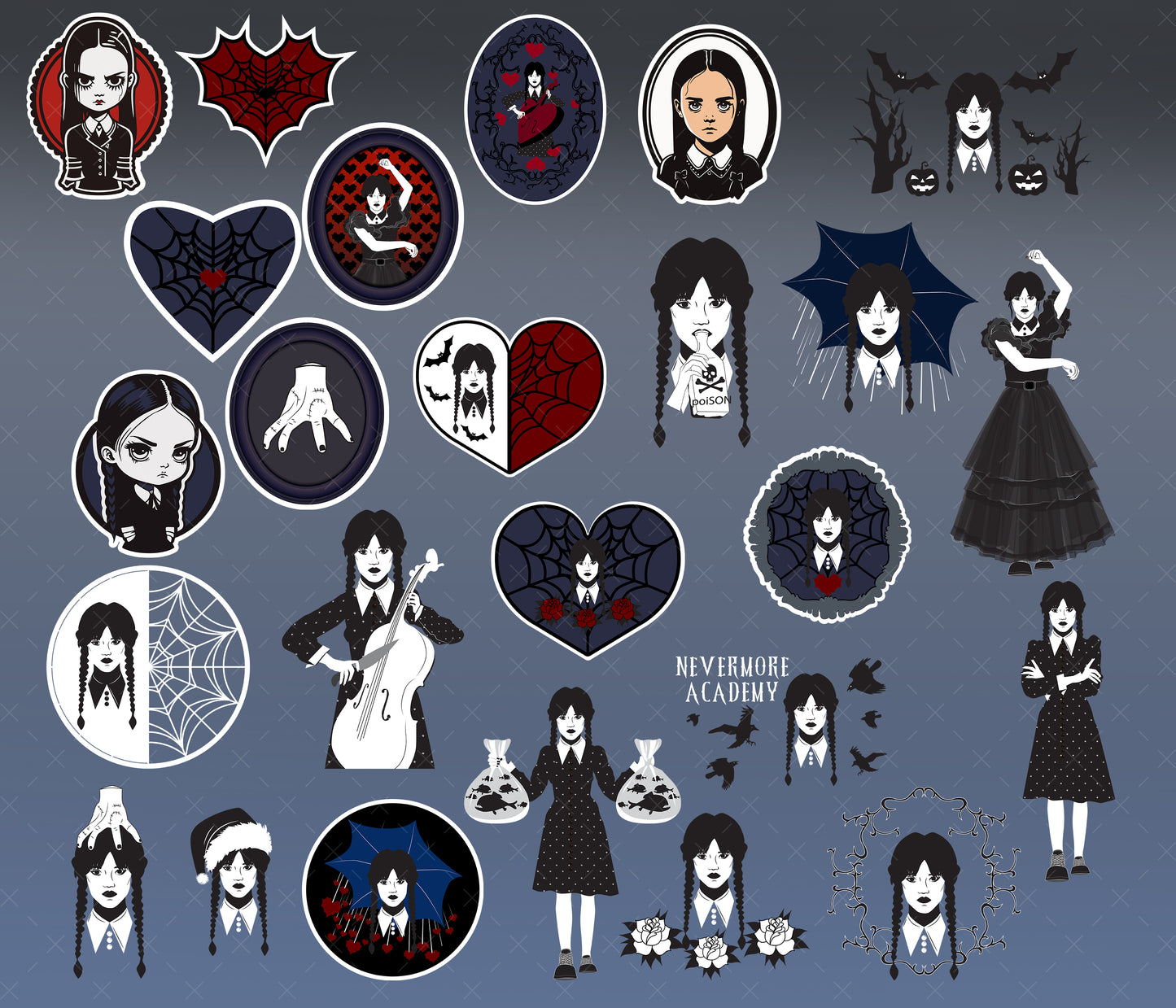 Wednesday Addams Free Stickers