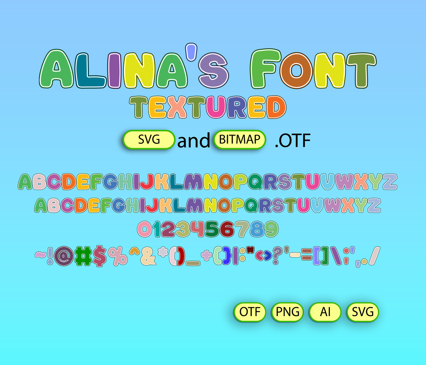 Dinosaur Color Font Textured