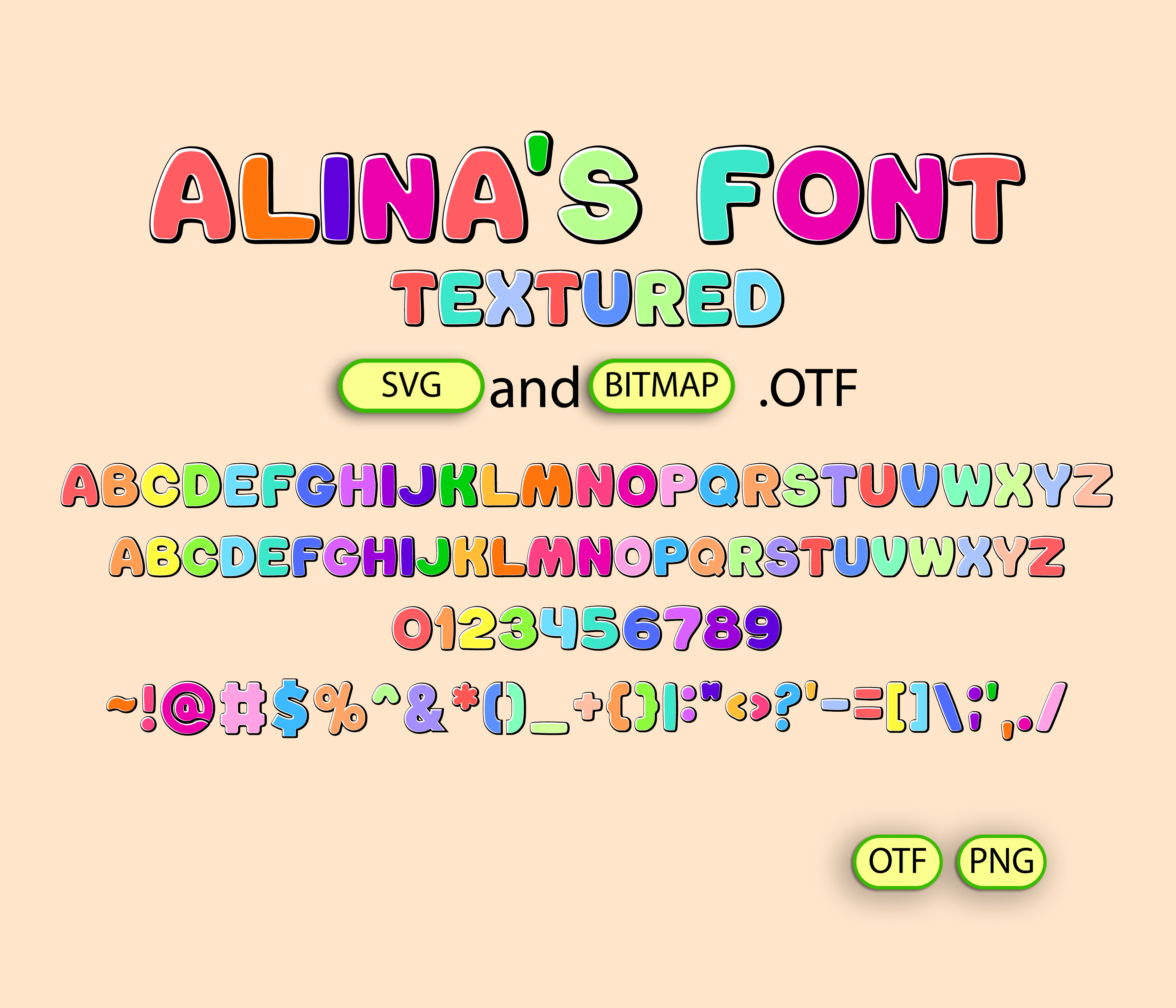 Rainbow Spectrum Font Textured – Alina's Fonts