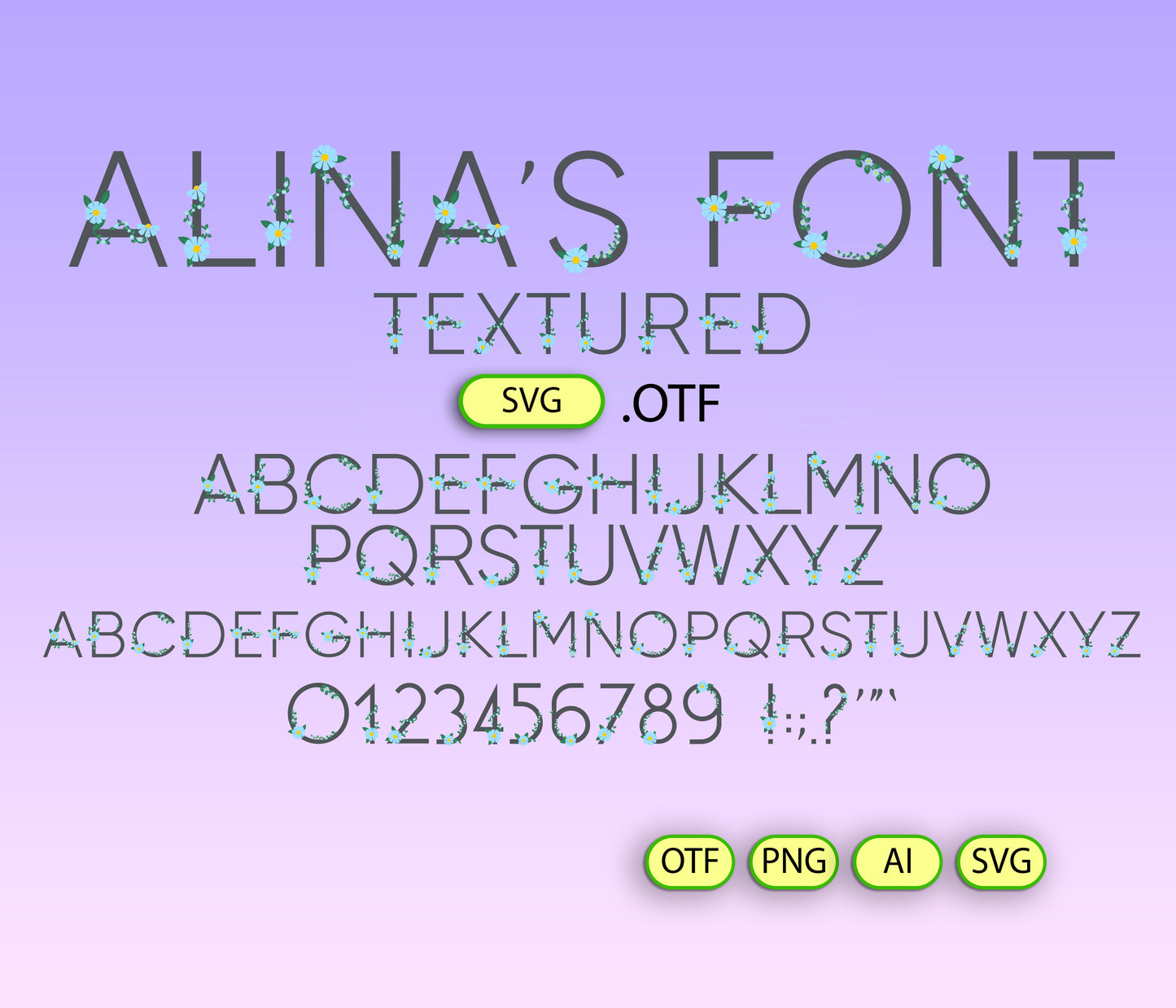 Spring Flowers Font Textured