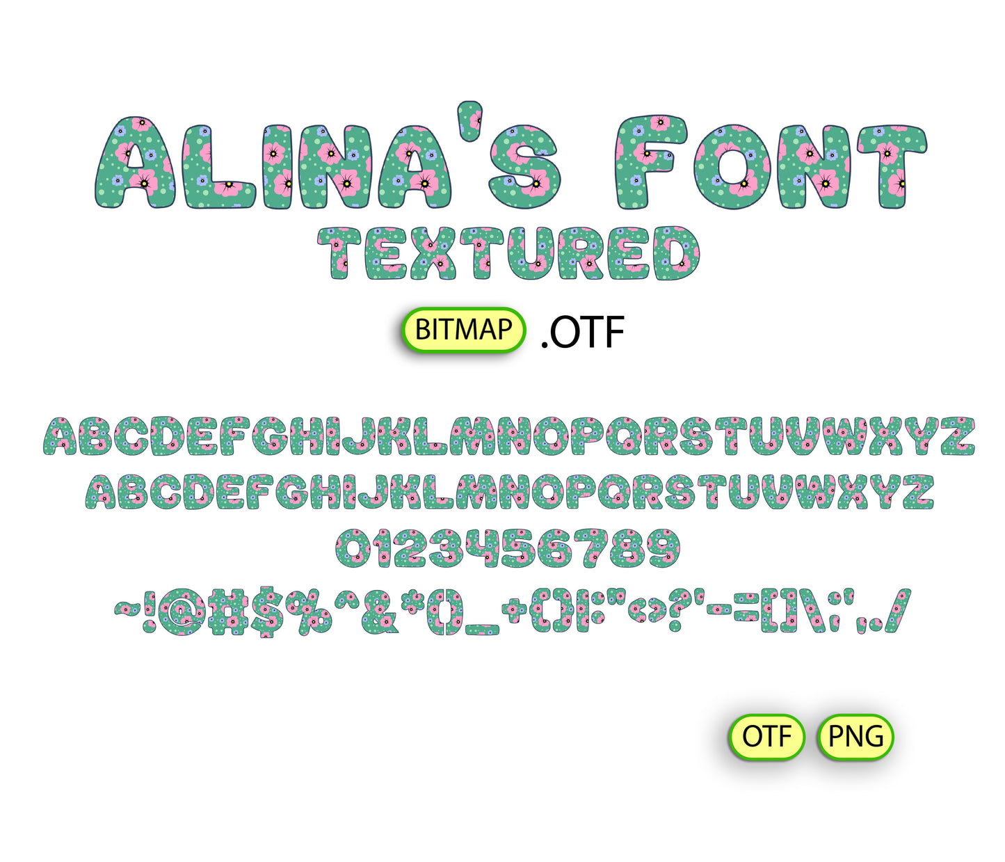 Flower Color Pattern Font Textured