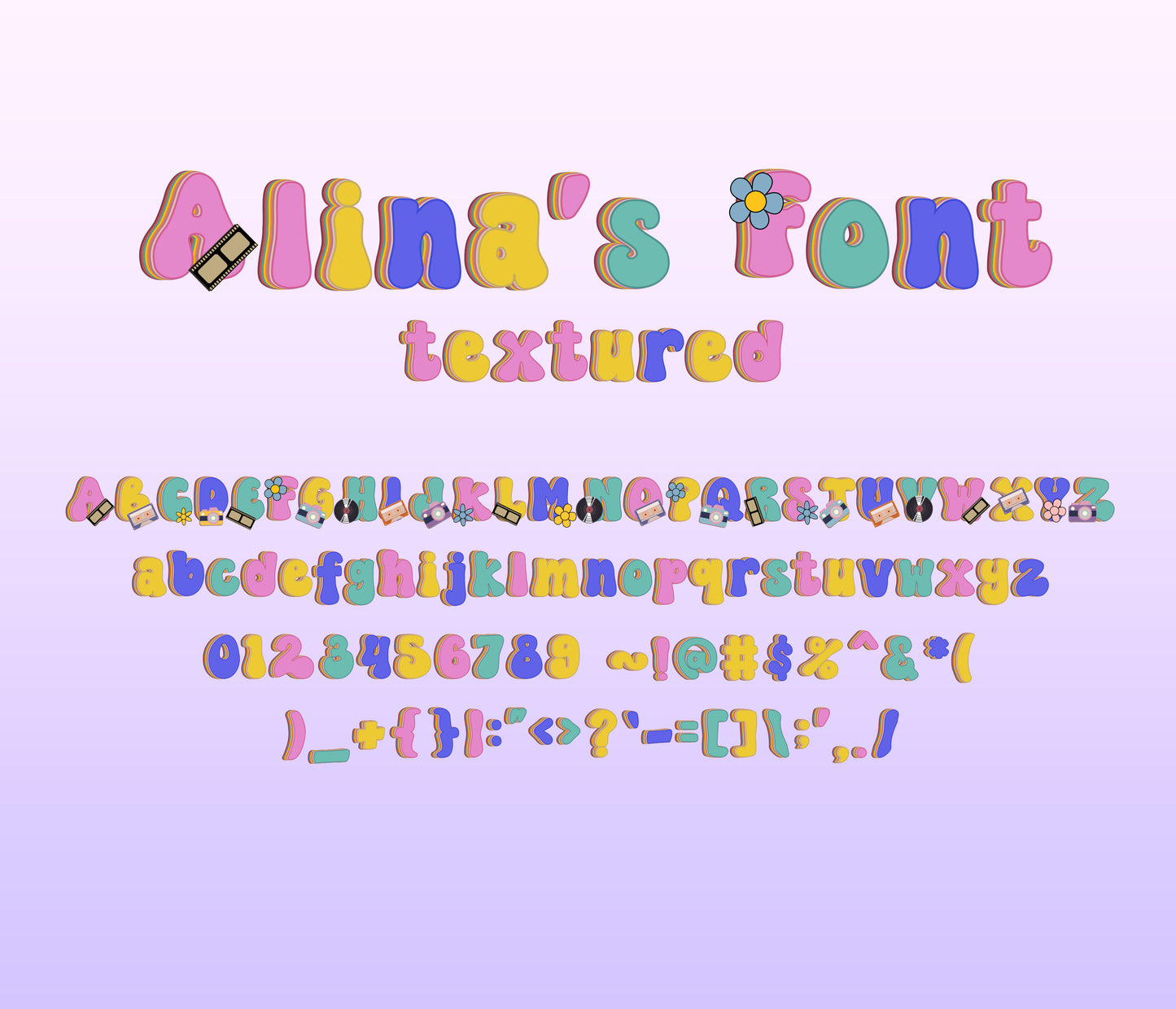 Groovy Retro Textured Colorful Font