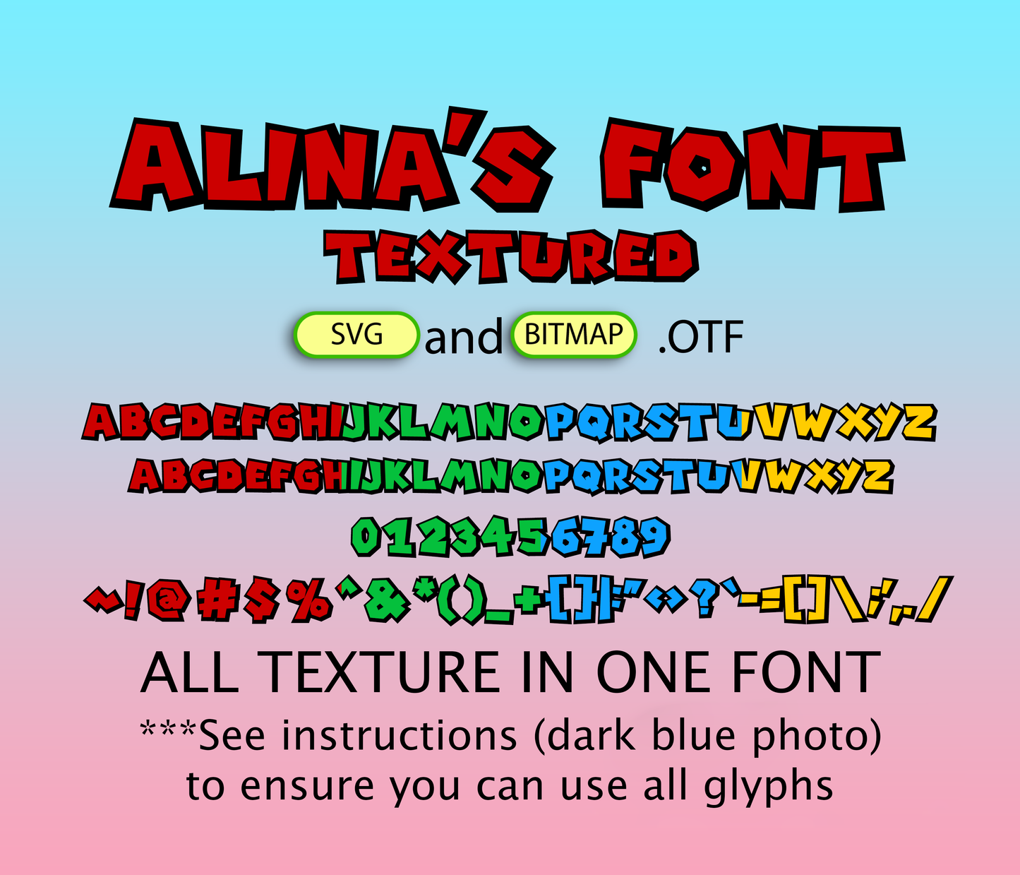 Plumber's Adventure Font Textured Big Bundle