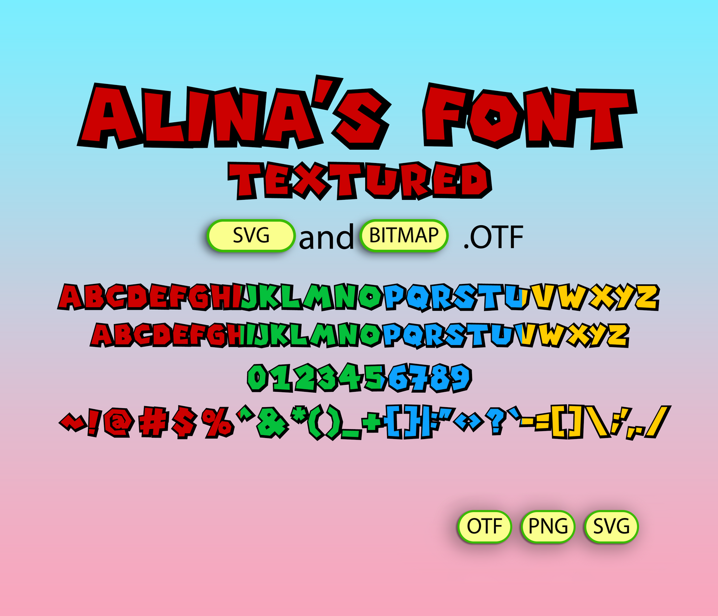 Plumber's Adventure Font Textured Big Bundle